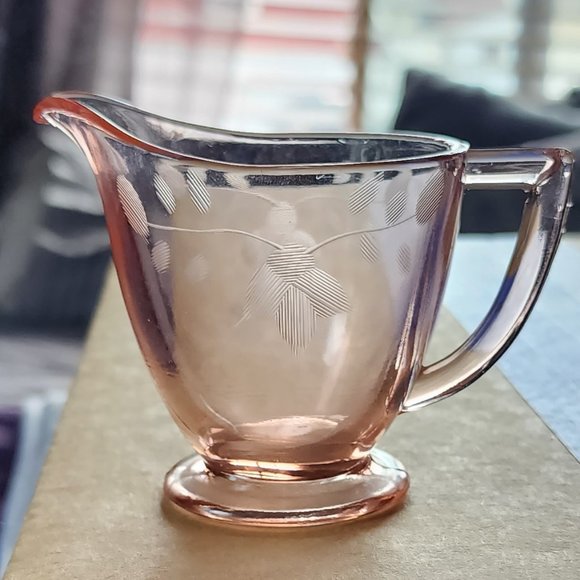 Source Unknown | Dining | Vintage Depression Glass Pink Etched Glass